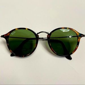 Ray-Ban Round Fleck RB2447 49mm Havana Green tortoise Gunmetal G-15 lens Unisex
